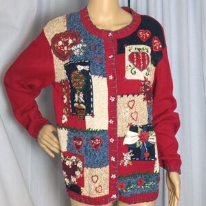 Embroidered Heirloom Collectibles Heart Sweater Medium